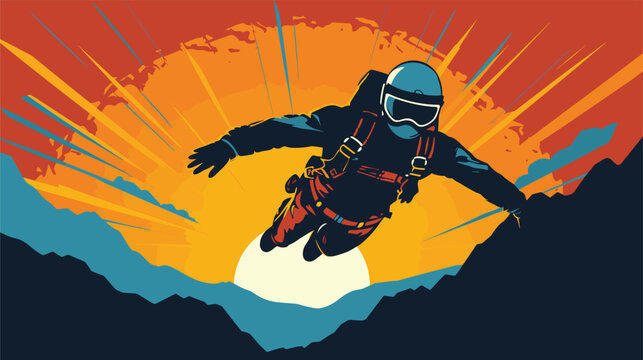 freefall with a vector art piece capturing the thrill of skydiving.  skydivers
