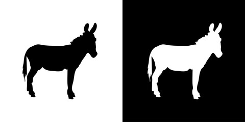 Donkey silhouette icon. Animal icon. Black animal icon. Silhouette