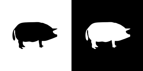 Pig silhouette icon. Animal icon. Black animal icon. Silhouette