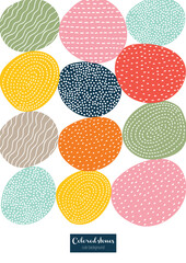 Poster with colorful decorative stones. Vector illustration. Vintage.