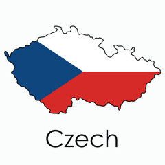 Fototapeta premium Outline drawing of Czech flag map.