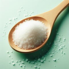 Fototapeta na wymiar salt in spoon on simple background