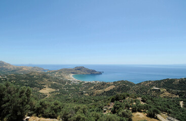 Le village de Plakias et le cap Kakomouri vus depuis Sellia près de Spili en Crète