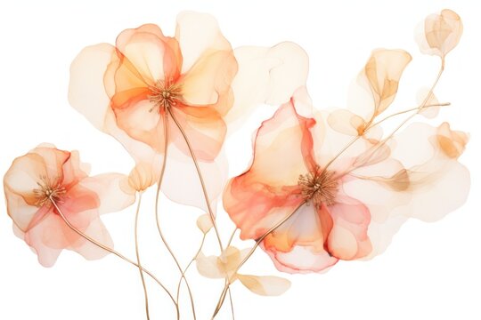  a close up of a bunch of flowers on a white background with only one flower in the middle of the picture.