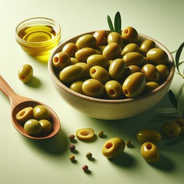 green olives on a bowl