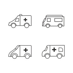 ambulance line art set vector illustration