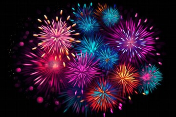 Colorful fireworks isolated on dark background