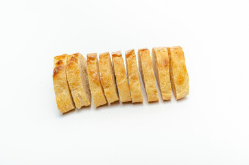 Fresh sliced bread isolated on white background. Slices of bread, top view.