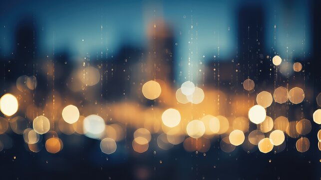 Abstract bokeh of cityscape at night. Defocused background.