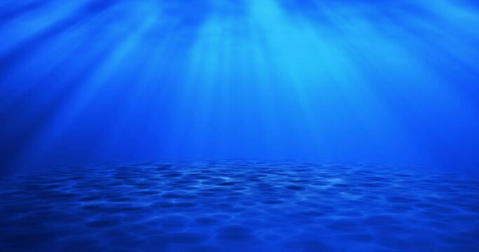 
4K Surreal realistic cool looking underwater seabed water moving animation. Sandy seabed underwater ocean sea footage with sunbeam gas and bubbles. Deep water video motion graphic.

