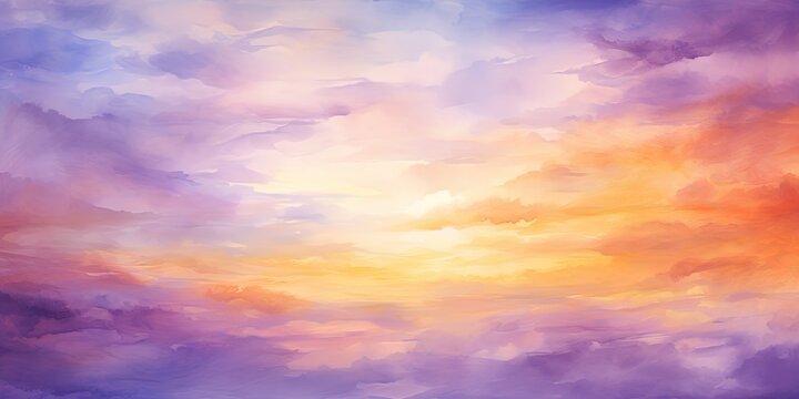 abstract watercolor background sunset sky orange purple © Svitlana
