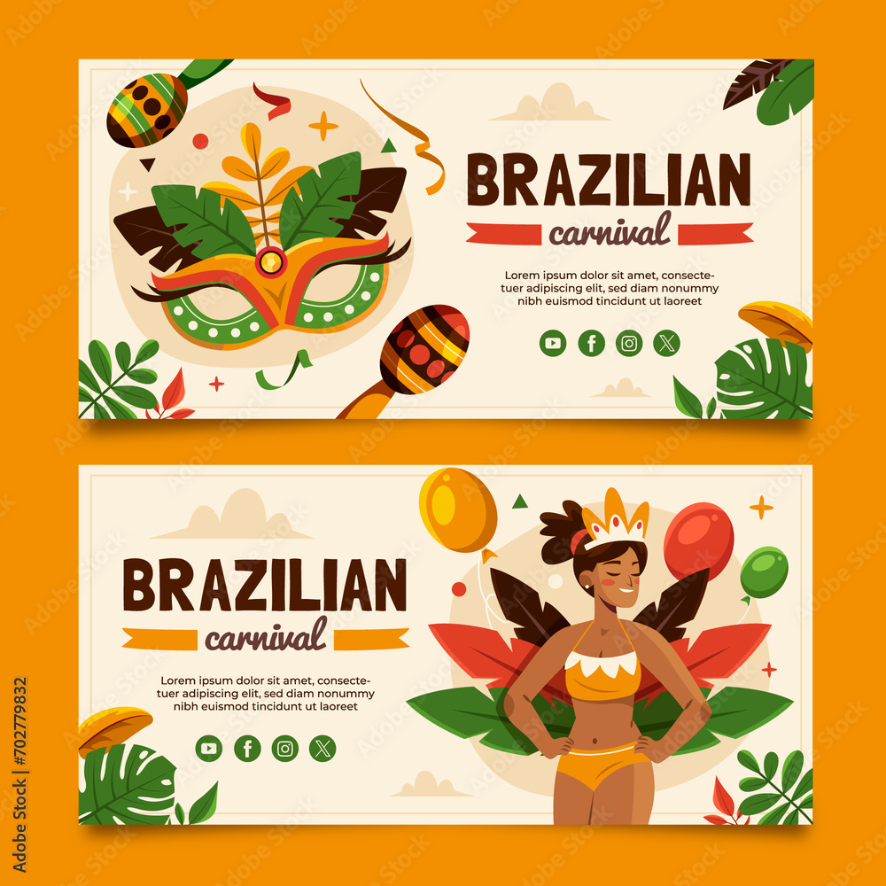 Wall mural flat brazilian carnival banners