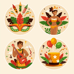 Flat brazilian carnival mini compositions