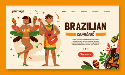 Flat brazilian carnival web template