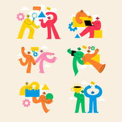 Abstract business people mini composition set