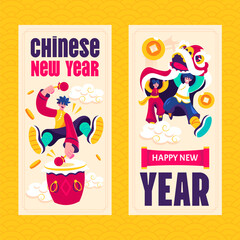 Flat cartoon Chinese new year banners