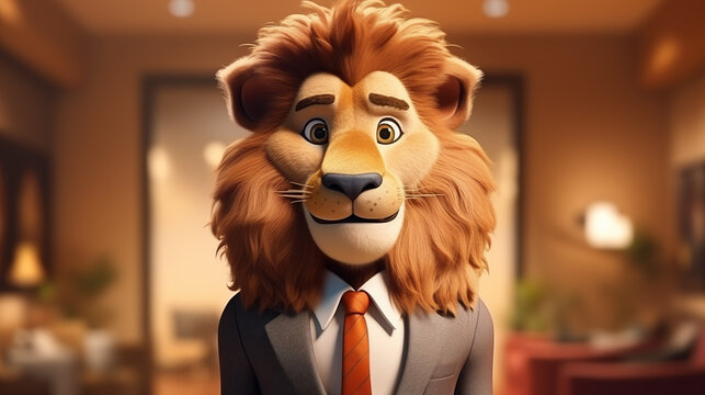 cartoon lion illustration in suit
