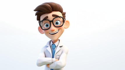 3d animation cartoon doctor in uniform with white background