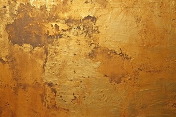  a close up of a rusted metal surface with a yellow paint peeling off of the side of the wall.