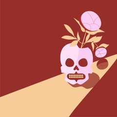 skull with flower