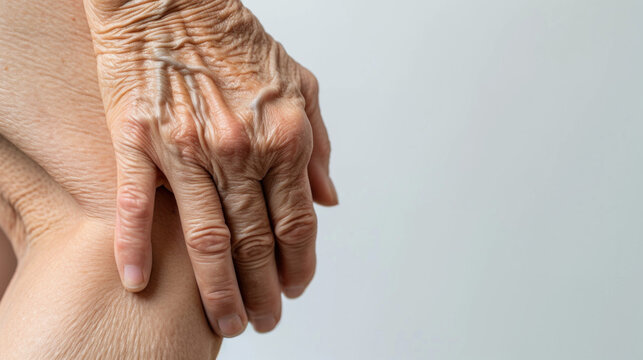 gros plan sur une personne qui se tient le genou douloureux &agrave; deux mains