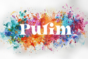 Purim colorful bright watercolor background - obrazy, fototapety, plakaty