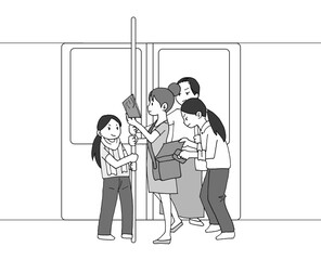 地下鉄でスリグループに狙われる観光客の日本人女性
