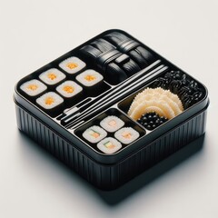 black food container on white