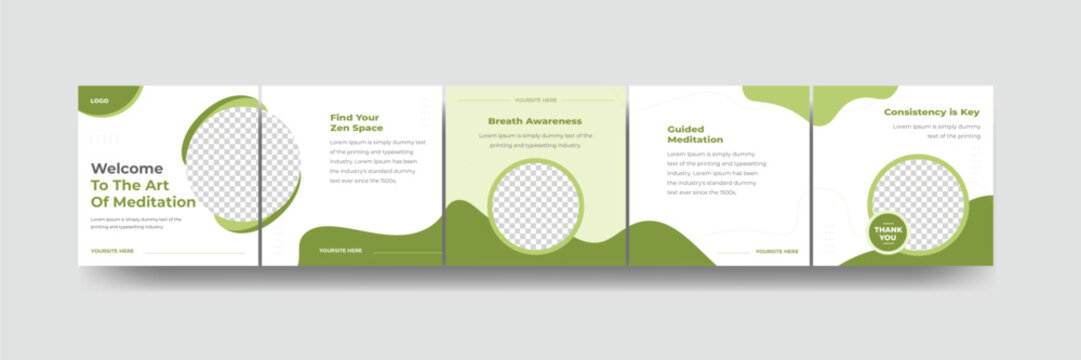 How to social media carousel template, meditation and relaxing Instagram banner design for spa yoga shops etc
