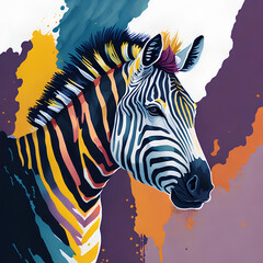 Vibrant Watercolor Zebra - High-Quality Wildlife Illustration for Creative Projects