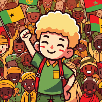Free vector cute BOY Burkina Faso Popular Uprising Day cartoon flat isolated
