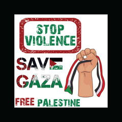 Naklejka premium Banner that says stand with Palestine and freedom for Gaza