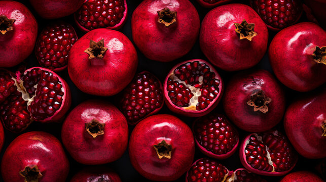 Fresh pomegranates, pomegranate background 