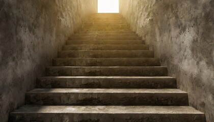 Fototapeta na wymiar old dirty concrete stairs to light the way to success 3d rendering