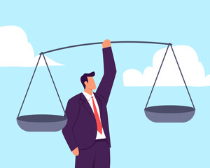 Principles and business ethic to do right things, social responsibility or integrity to earn trust, balance and justice for leadership concept