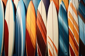 Colorful surfboard pattern background, surfboards illustration - obrazy, fototapety, plakaty