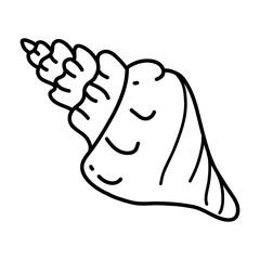 Strombus Sea Shell isolated on a transparent. Vector illustration in outline style. For cards, logo, decorations, invitations