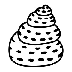 Beaded periwinkle Sea Shell isolated on a transparent. Vector illustration in outline style. For cards, logo, decorations, invitations