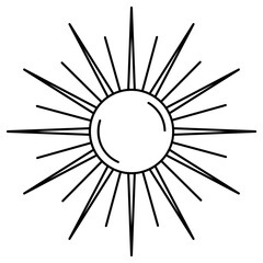Sun isolated on a transparent. Vector illustration in outline style. 