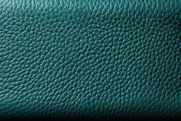 Fotobehang  a close up of a teal leather texture with a small amount of stitching on the top of it. © Shanti