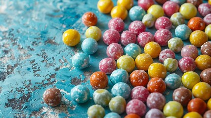 Assortment of Colorful Candies on Vibrant Background. Generative ai