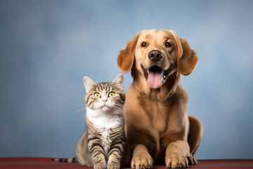 Dog and cat sitting for photo-isolated