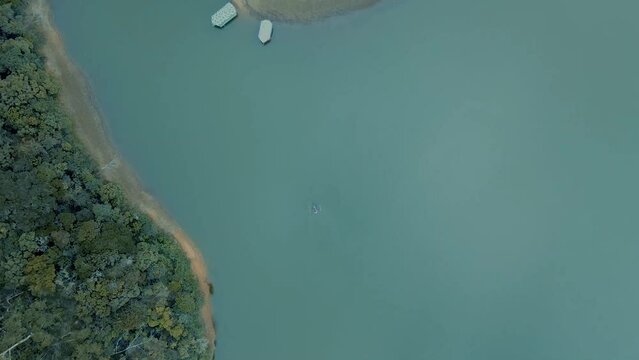 Beautiful Aerial view of Meepilimana lake and Kande ela is a forest reserve in Nuwara Eliya, Sri Lanka