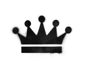 Graffiti-style crown symbol stencil with spray paint effect isolated on transparent background