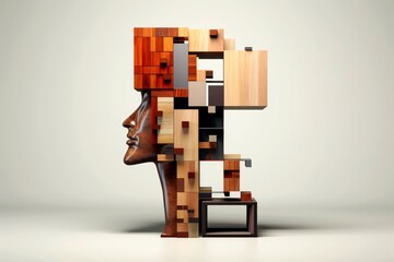 3d abstract human head,face, Psychic waves concept
