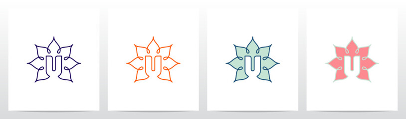 Alphabet Inside Mandala Outline Letter Logo Design U © recehan