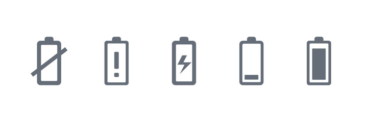 Set of battery charge icons. Vector illustration - obrazy, fototapety, plakaty