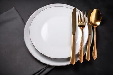  a close up of a plate with two forks and a knife and a plate with two knives and a fork.