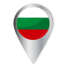 Vector illustration. Glossy button with highlights and shadows. Geographic location icon. Flag of Bulgaria. User interface element. Set of souvenir countries.