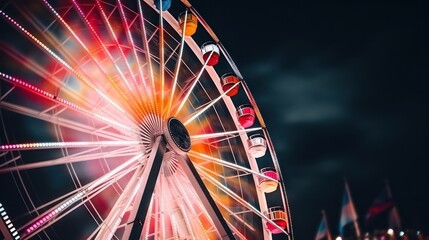 Image of ferris wheel on the night carnival. Generative AI